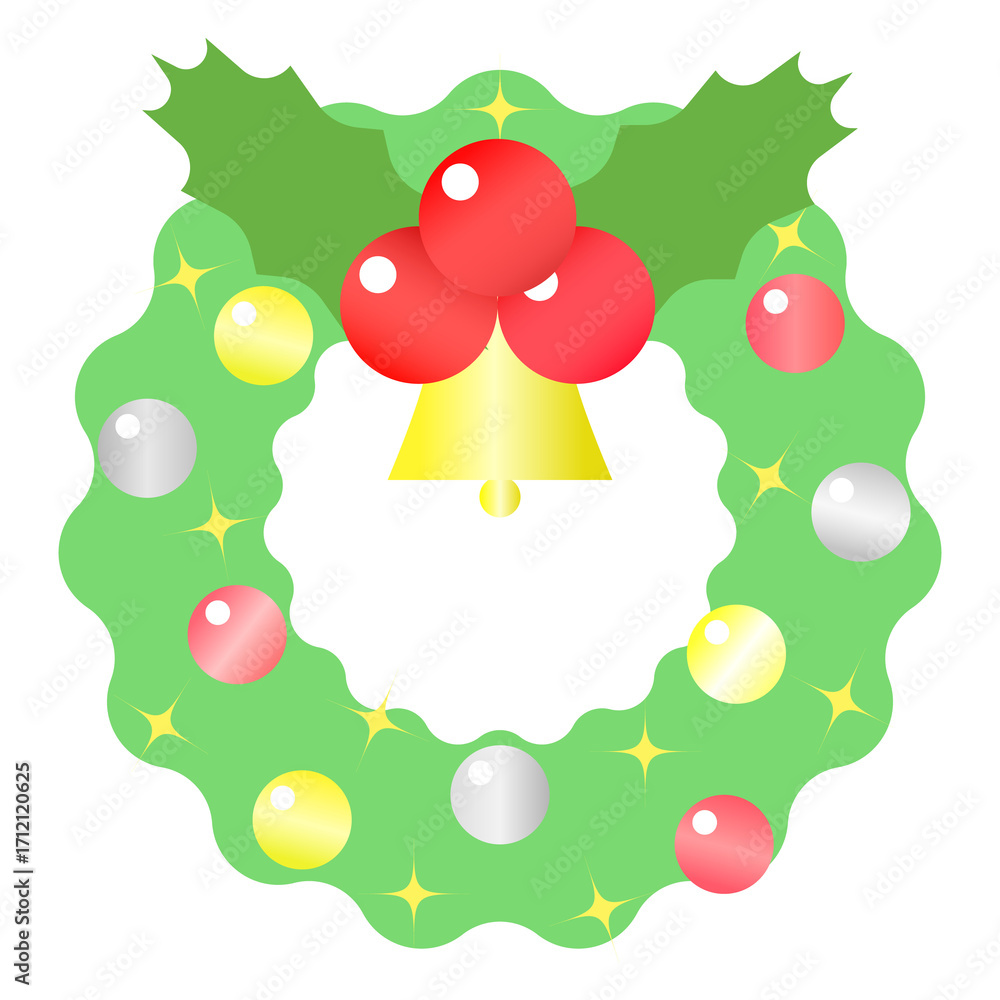 Fototapeta premium クリスマスリース ゴールドベル〜Christmas Wreath Gold Bell〜