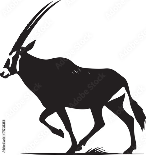 Majestic Oryx silhouette running across savanna landscape