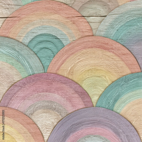 repeating pattern wooden texture with pastel rainbow