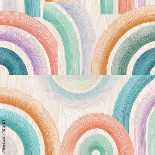 repeating pattern wooden texture with pastel rainbow