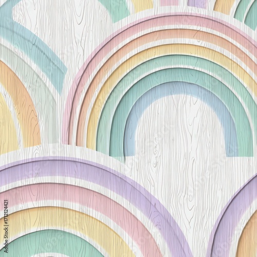 repeating pattern wooden texture with pastel rainbow