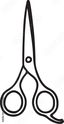 Scissors for Hairdresser Hand-drawn Sketch Doodle Linear Line Vector Illustration in Black and White, Isolated Engraving