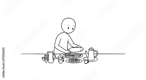 Person serving food at a table with dishes for Iftar during Ramadan  
