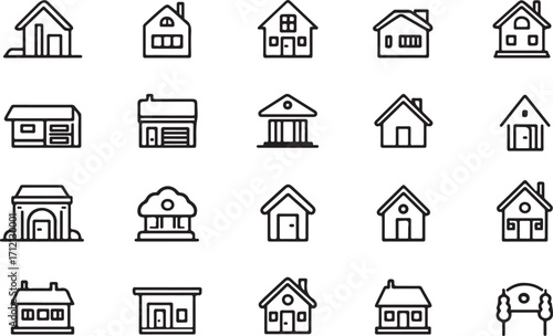 Modern house icons set for real estate and design