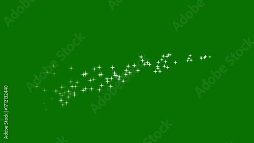 Glitter light star sparkle tail, blast star shining comet trace with glare effect. glittering star magic shimmer, particle line move light effect,star twinkle flare on green screen background. 4K