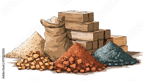 Versatile Building Material Piles - Professional Construction Supplies