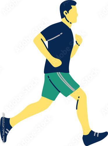 Illustration of a Man Jogging for Fitness and Health on a Black Background
