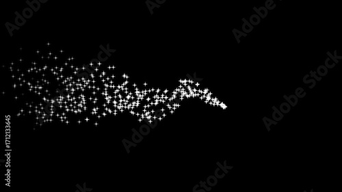 Glitter light star twinkle tail, sparkling shining comet trace with glare effect. glittering magic shimmer, star line move light effect, star sparks and particles flare on black screen background. 4K