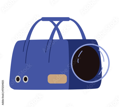 Pet carrier bag flat vector illustration isolated on white.