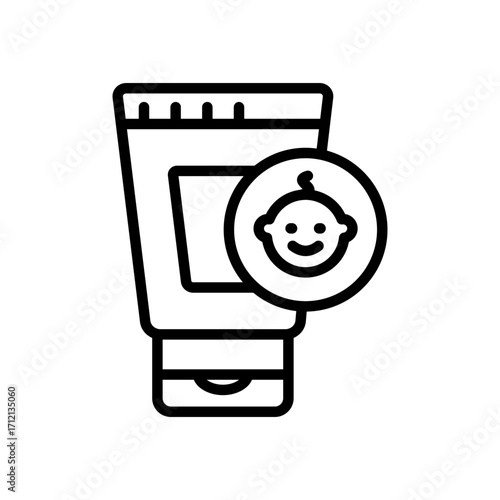 Baby lotion cosmetic line icon. Skin care outline sign for web and app. Simple symbol for web design isolated on white background.