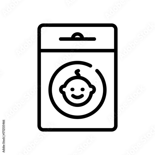 Tissue box symbol. Baby wipe outline icon. Wet wipes package line icon. Antibacterial wet wipes tissue illustration on white background.