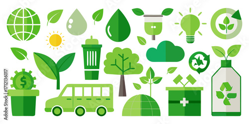 Eco & Sustainability Icons set Collection.