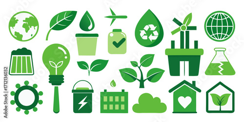 Eco & Sustainability Icons set Collection.