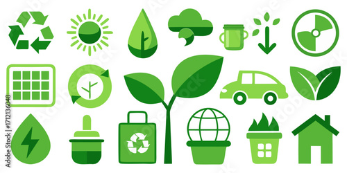 Eco & Sustainability Icons set Collection.