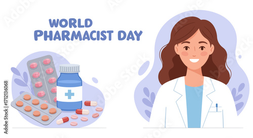 Celebrating world pharmacist day, 25 september, vector illustration design