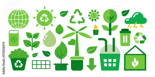Eco & Sustainability Icons set Collection.