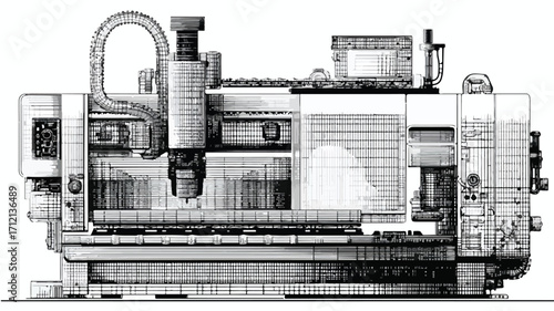 Precision CNC Machine Outline Drawing for Industrial Use