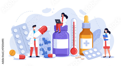 Illustration of pharmacist, vector illustration