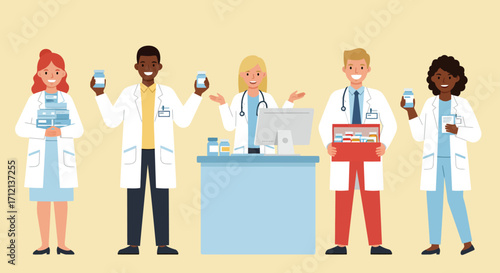Vector illustration portrait of a pharmacist