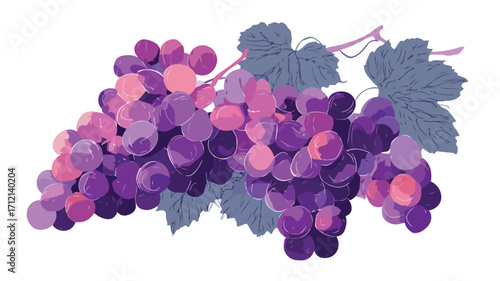 Vibrant Flat Style Bunch of Grapes Illustration for Professional Designs