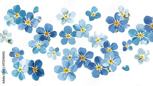 Beautiful Flat Vector Illustration of Forget-Me-Not Flower with Small Blue Petals