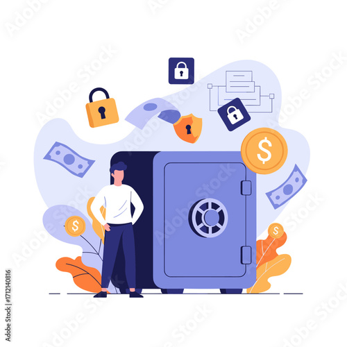 Securely storing valuable assets and financial data in a safe with digital locks and protection shields for enhanced data privacy and wealth management