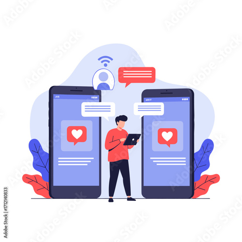 Connecting people through digital devices and social media platforms for communication and engagement