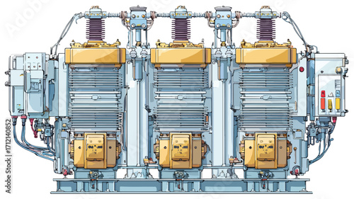 High-Voltage Power Transformer in Flat Vector Design