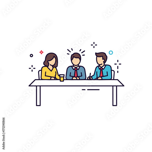 Successful job interview process meeting human resources and candidate evaluation team