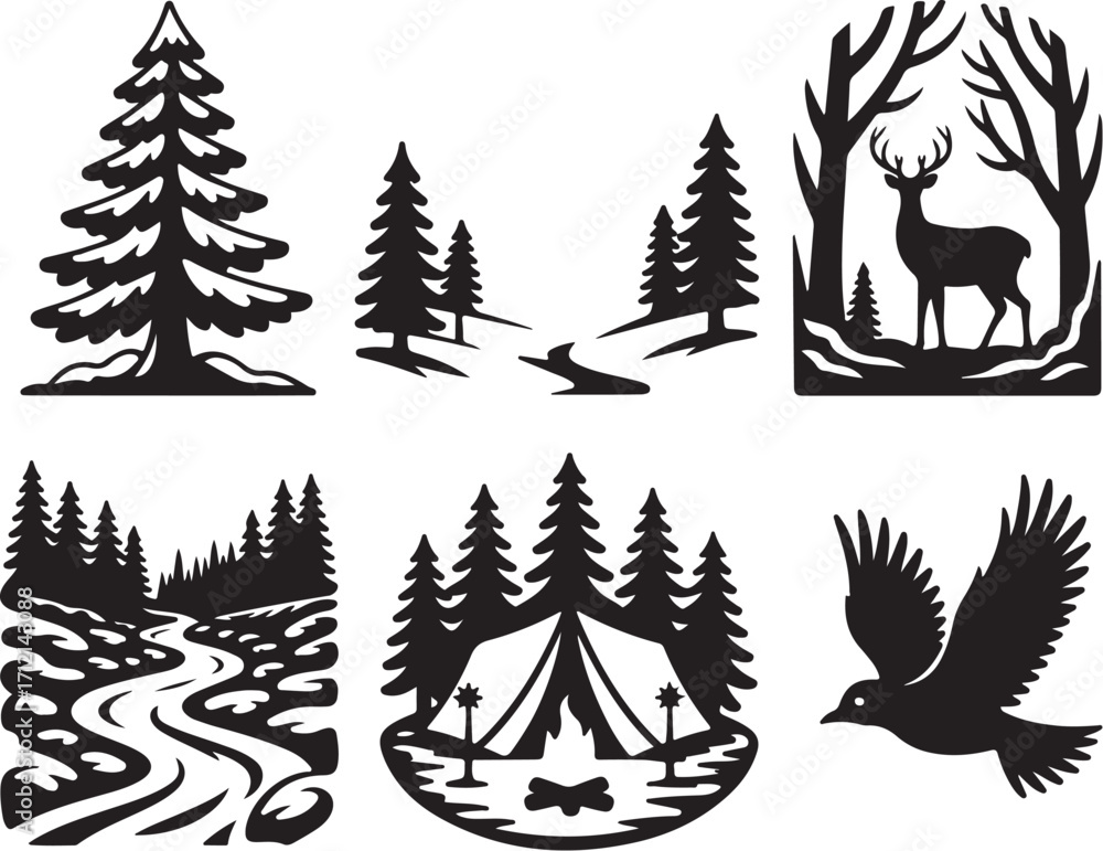 Obraz premium Nature's beauty, wild animals, camping, and forest scenes