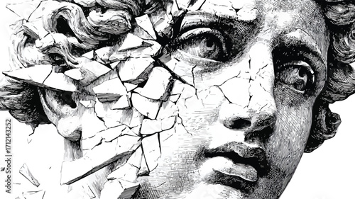 Abstract Grunge Black and White Shattered Illustration