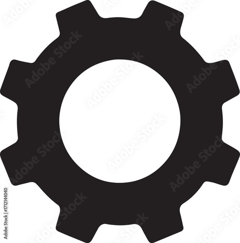 Industrial gear logo silhouette vector for mechanical, engineering, machinery, factory and technical design use.