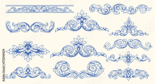 flourish vignette scroll victorian deco swirl arabesque damask calligraphic ornamental royal
