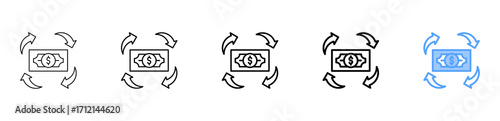 Cashflow Icon Different Style Outline Collection Set 