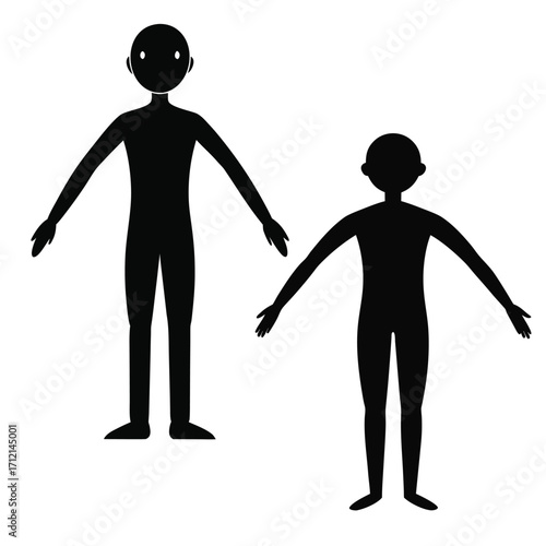 "Adult and Child Human Silhouette Vector | Family People Icon Design"