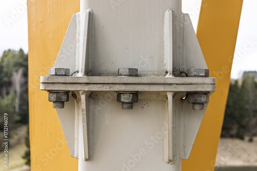 Quadro su tela Bolted steel gusset plate connection on structural support beam