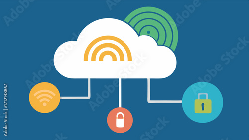 biometric data is shown being transmitted to a cloud symbol overhead.