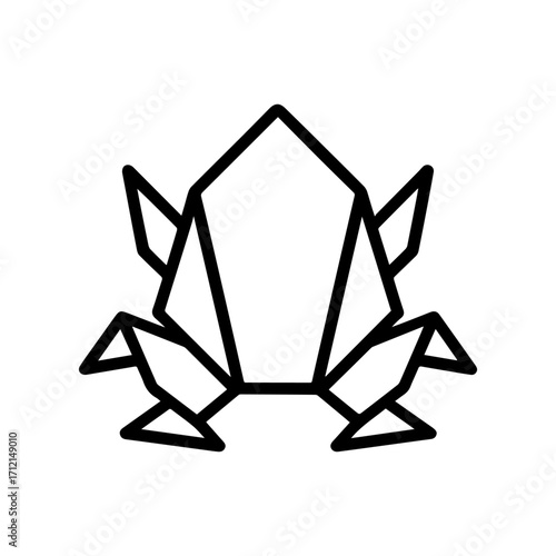 Line icon origami frog vector on a white background Vector icon on a white background