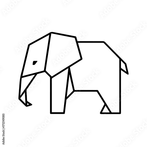 Line icon origami elephant vector on a white background Vector icon on a white background