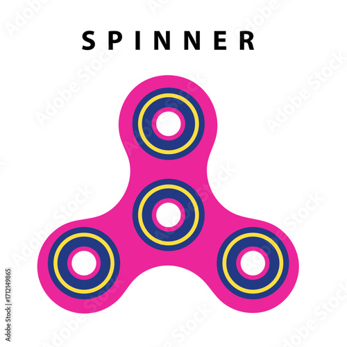 Vibrant pink fidget spinner toy with concentric circles