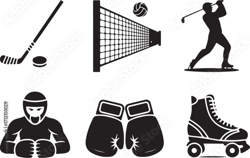 Diverse sports icons for active lifestyle promotion