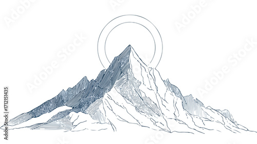 Minimalist Mountain Peak with Rising Sun: Elegant Landscape Photography