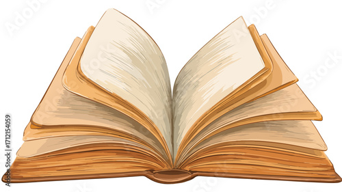 Open Book Vector Illustration with Outline for Creative Designs