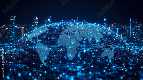 Visual representation of a digital globe with interconnected dat