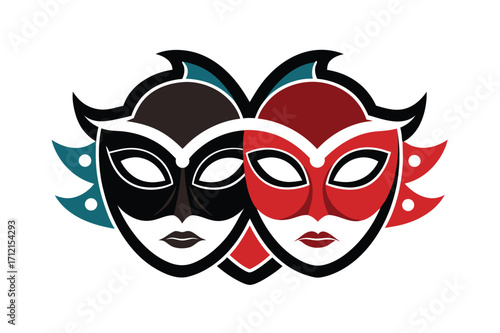 Different Mask silhouette vector with white background. Masquerade vector for apps or web party superhero carnival villain or burglar icon in flat. 
costume eye mask hidden person face.