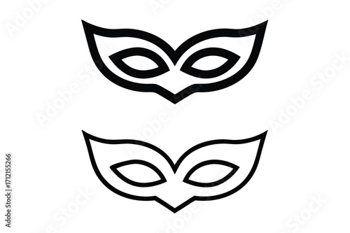 Different Mask silhouette vector with white background. Masquerade vector for apps or web party superhero carnival villain or burglar icon in flat. 
costume eye mask hidden person face.