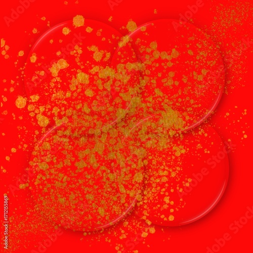 Soft pastel Red watercolor circles on light blue textured background