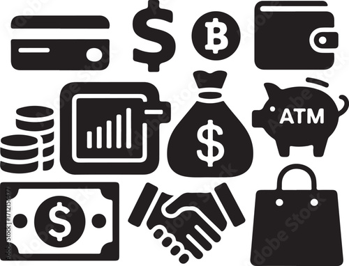 Finance icons for modern business and investment growth