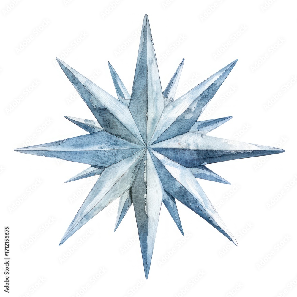Obraz premium Silver Christmas Star art illustration watercolor.