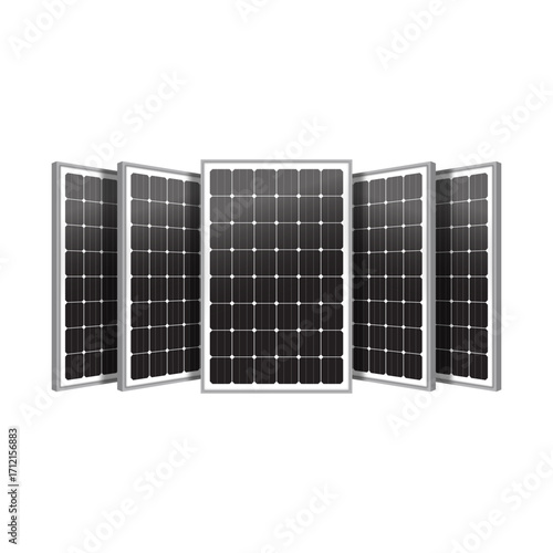 High-quality solar panels isolated on white background. Perfect for renewable energy, eco-friendly power solutions, and sustainable projects. Clean design for commercial use.